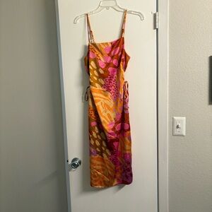 Christian Lacroix Orange and Pink Midi Dress